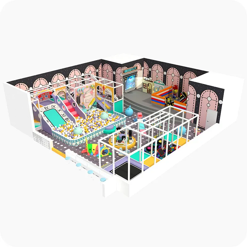 Candy Indoor Playground Manufacturer with Building Blocks Area