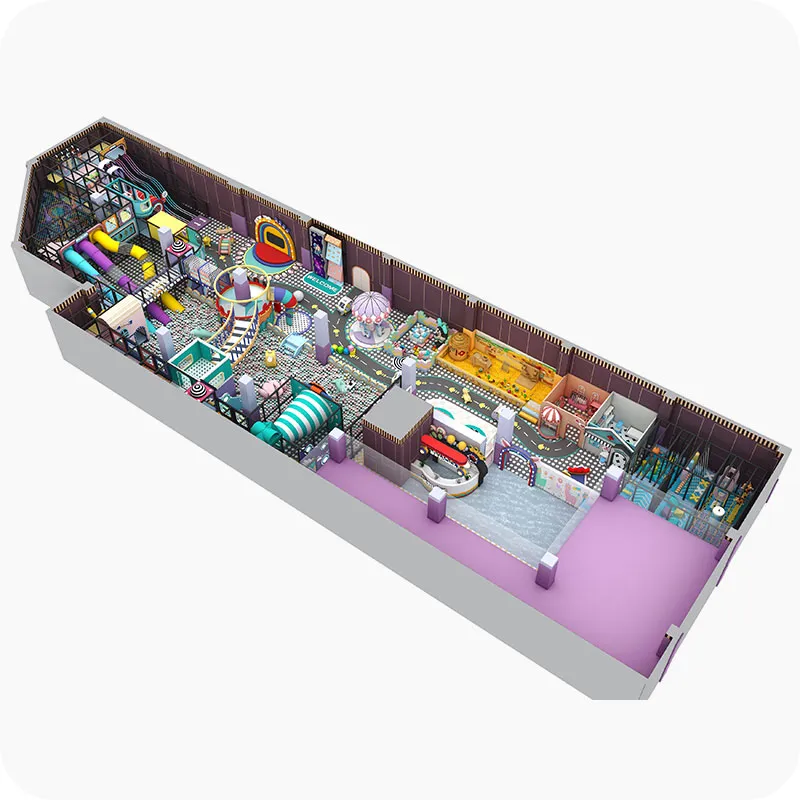 Large Space Indoor Playground Supplier with Three barrel slides
