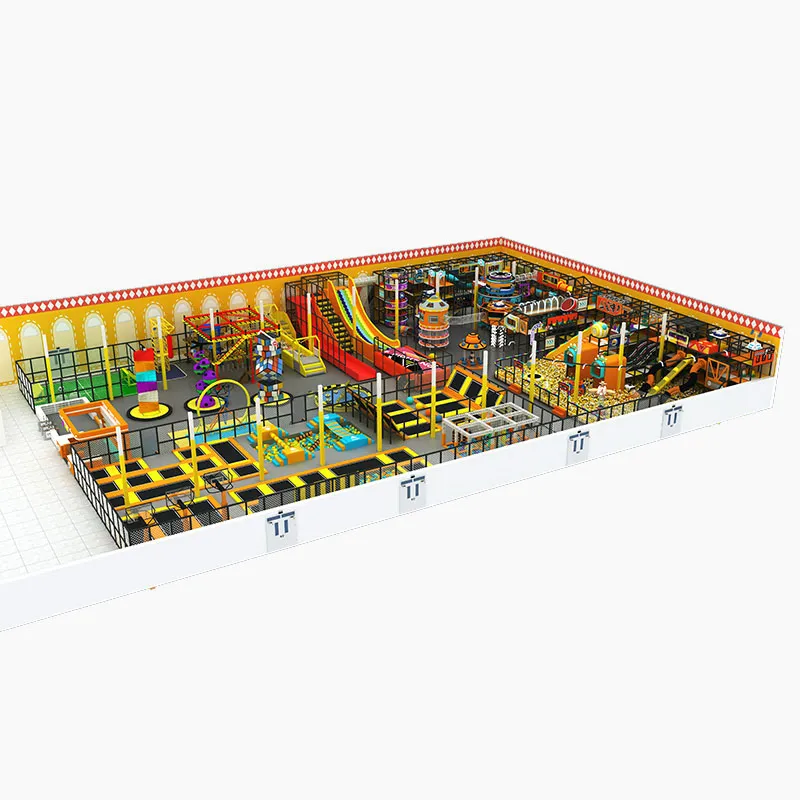 Large - Scale Trampoline Park Design with Multi - Attraction Zoning & Safety Features