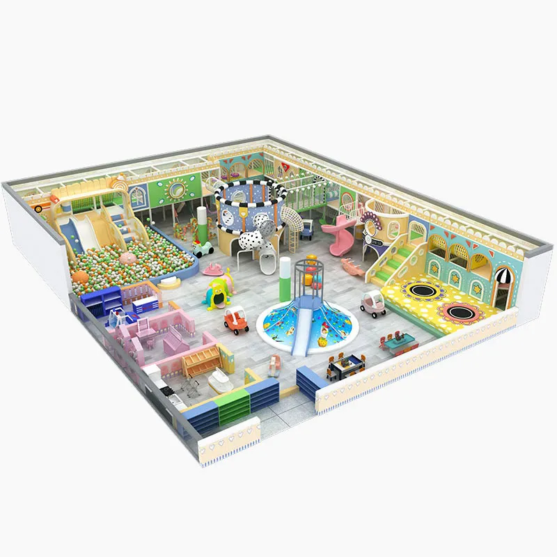Popular Pastel Macaroon Indoor Play Area with Kids Stage for Sale