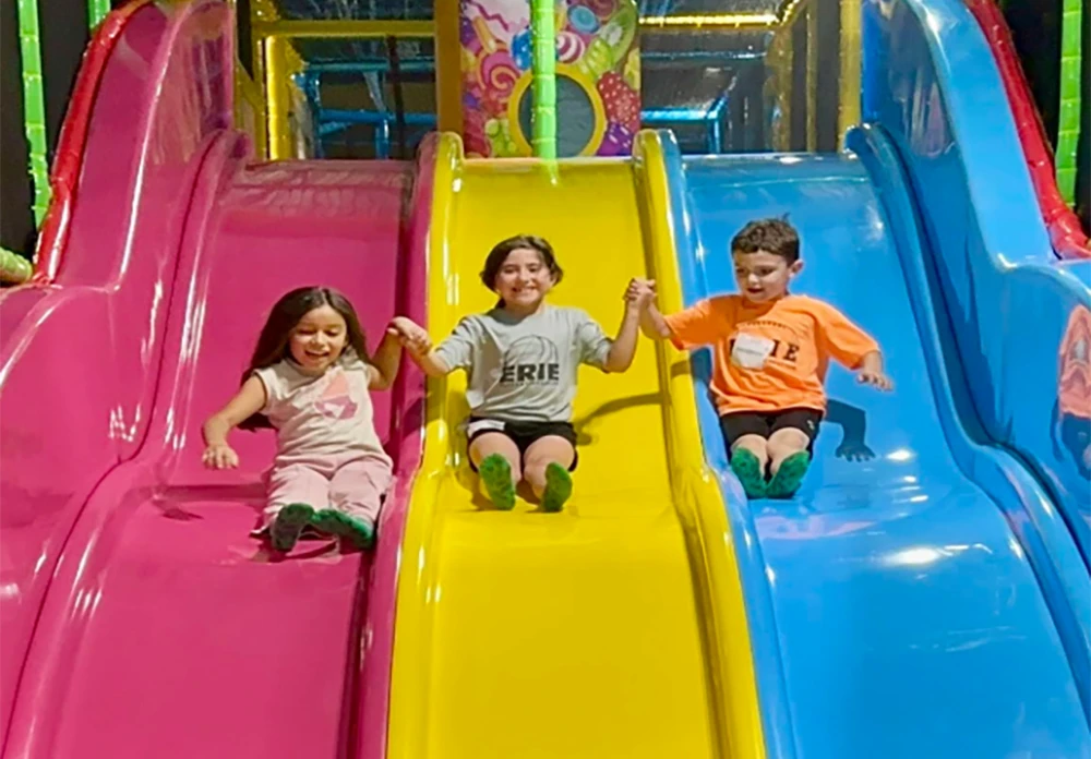 three parallel fiberglass slides