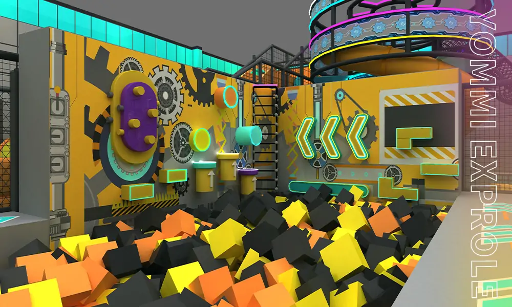 An engaging interactive wall obstacle course with a large foam pit, a highly profitable attraction for kids indoor playground in China