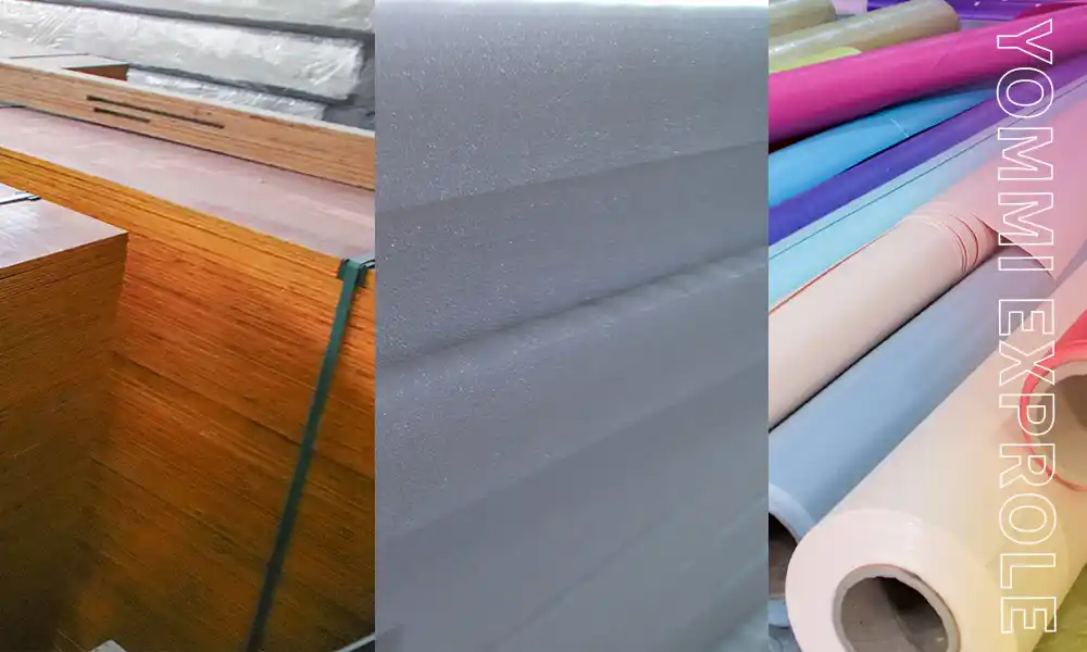 Cross-section of a commercial trampoline safety pad showing thick PVC skin, high-density EPE foam, and architectural board designed to meet ASTM safety standards.