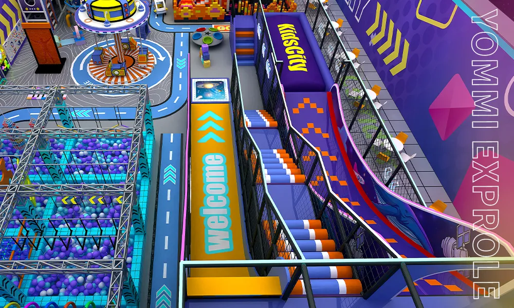 High-speed drop slide requiring specific linear runway space, representing the premium attractions necessary when planning what do you need to open an indoor playground.