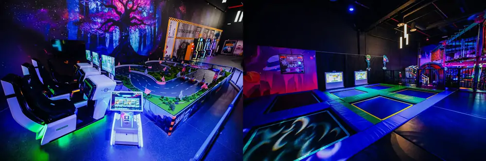 Arcade and interactive play area at Playtopia indoor playground in Sibiu, Romania