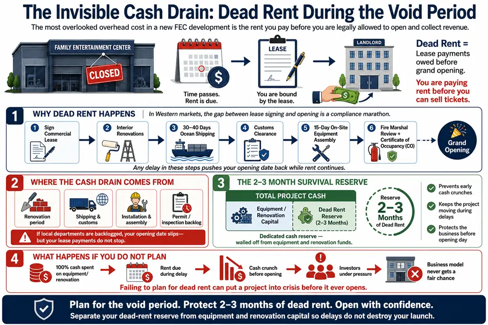Expert financial advice from indoor play area suppliers on budgeting for dead rent during the void period before grand opening.