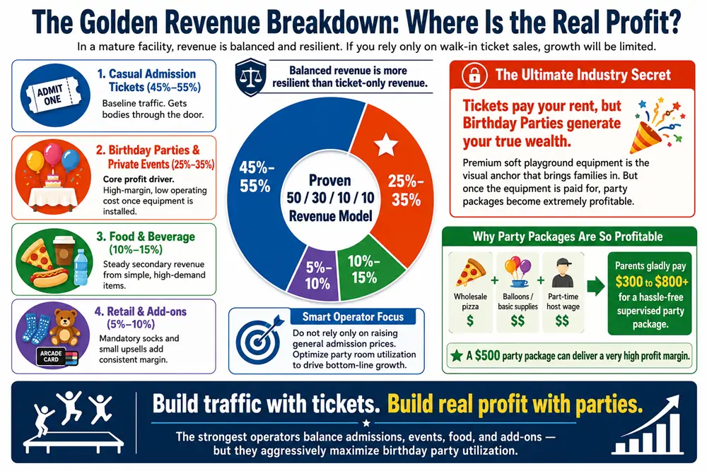 Expert revenue breakdown from top indoor play area suppliers, showing why birthday parties generate more profit than casual tickets.